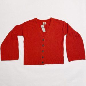 NWT Anthropologie Moth Red Button Front Bell Sleeve Cardigan